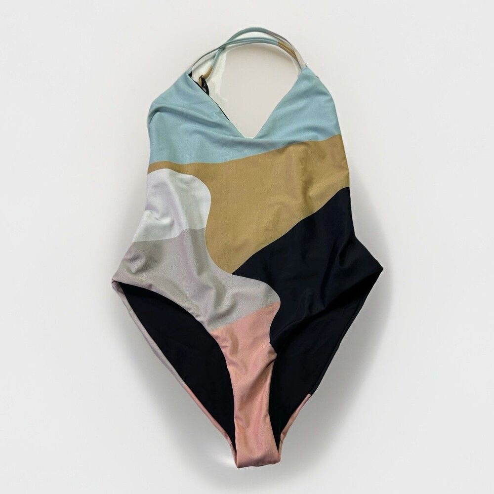 Mara Hoffman One Piece Swimsuit Colorblock Halter Eco Nylon UPF 50+ Women’s XS